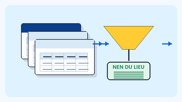 Minh họa AI nén và xử lý dữ liệu lớn từ nhiều sheet Excel.